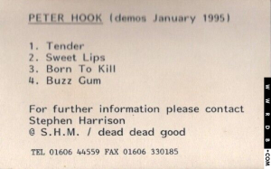 Peter Hook Demos January 1995 Cassette single product image number 10